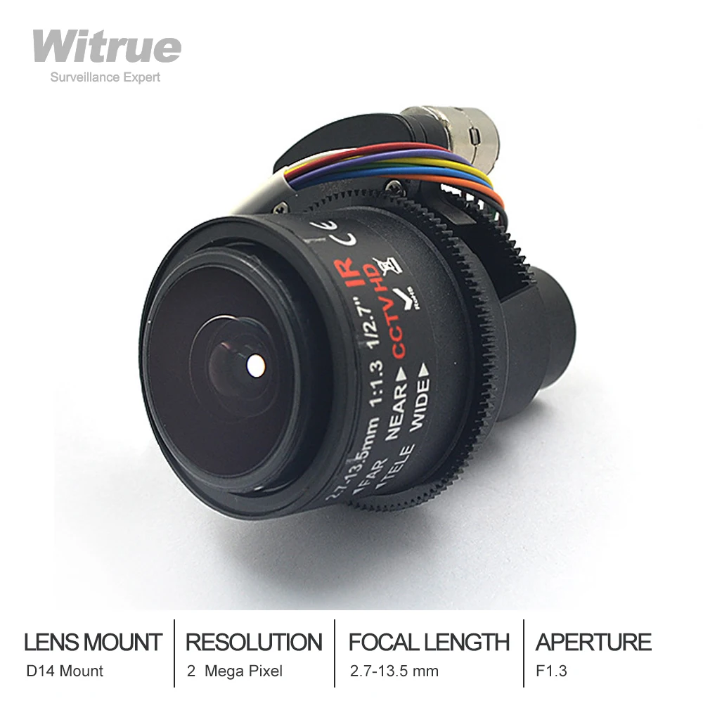 Witrue 2MP 2.7-13.5mm Electric Varifocal CCTV LENS F1.3 1/2.7