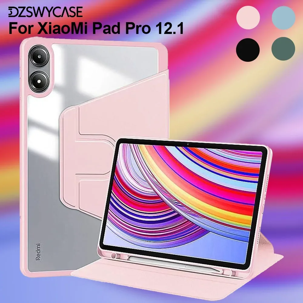 

Case for Redmi Pad Pro 12.1" 2024, for Xiaomi Poco Pad 12.1, Rotating Stand Auto Sleep Wake with Pencil Holder Protective Cover