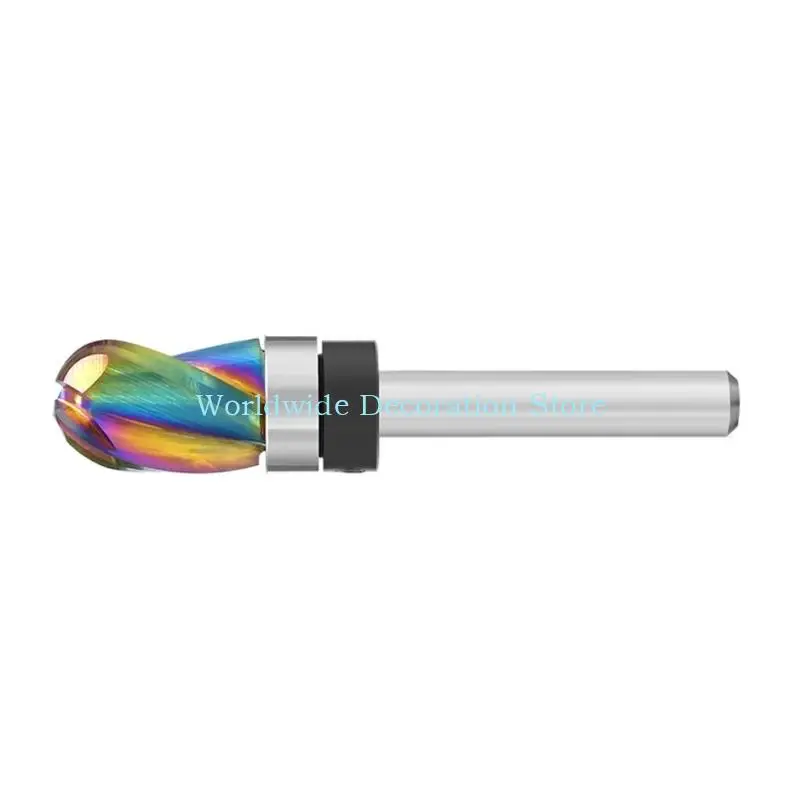 Q39B Industrial Strength Router Bit Three Flute Configuration Rainbows Wear Proof Coating Fit for Furniture Making Woodcraft