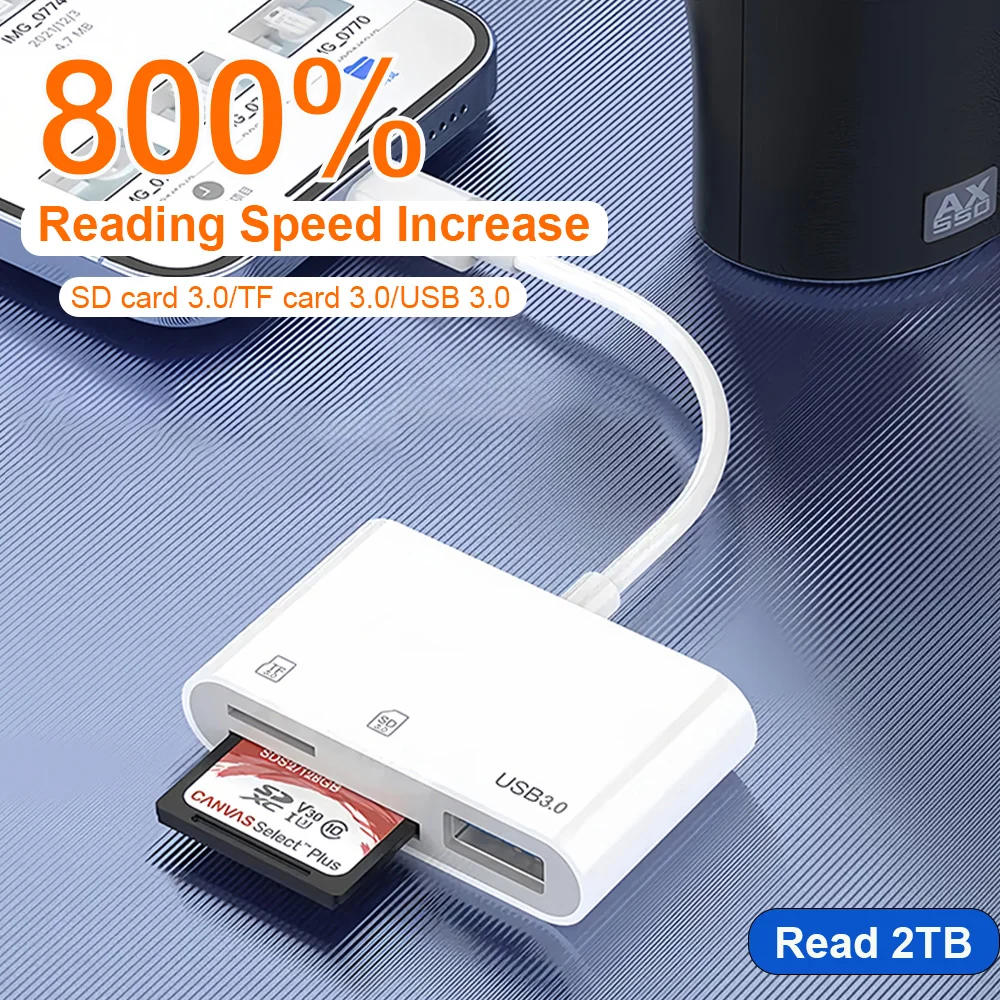 USB 3.0 نوع C قارئ بطاقات SD آيفون 15-17 سلسلة 5G نقل سريع قارئ بطاقات الذاكرة MicroSD لأجهزة أندرويد USB C #1