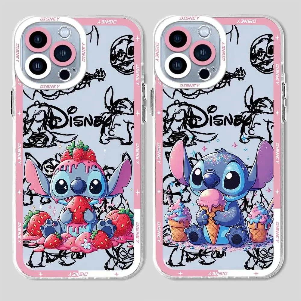 Disney Stitch Eat Strawberry Case For Xiaomi Redmi Note 13 12 11 Pro Plus 4G 5G 12S 11S 10 10S 9 9S 8 13C 12C 10C Silicone Cover