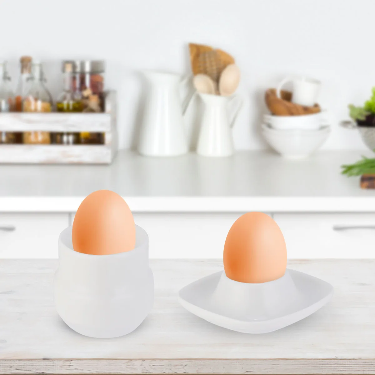 

2Pcs Cup Ceramic White Functional Breakfast Egg Tray for Home Kitchen Restaurant Tea Napkins Serving Guest
