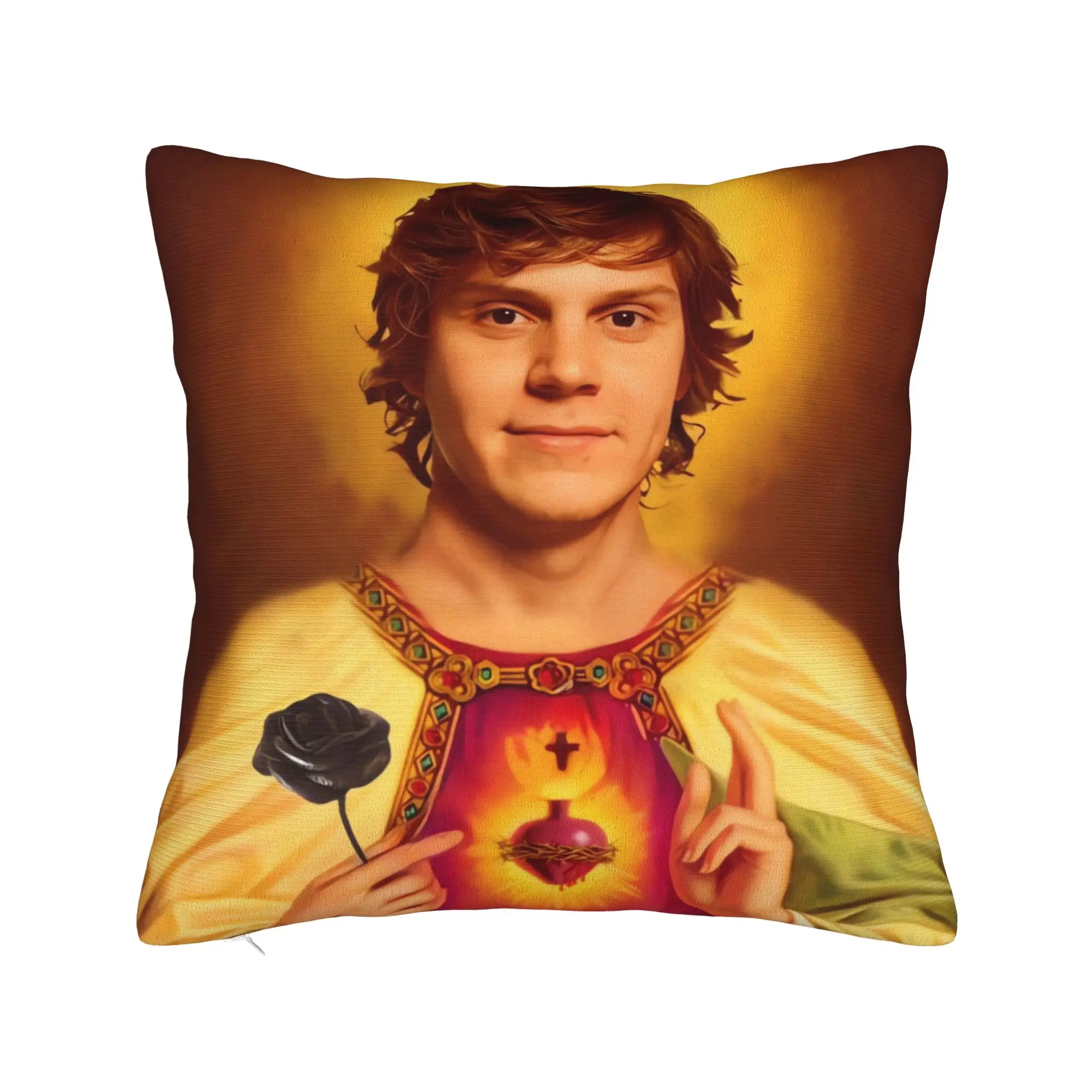 Sacred Evan Peters Saint Portrait Pillow Case  Comfy Pillow Cover Fashion Cushion Cover For Sofa Home Decoration