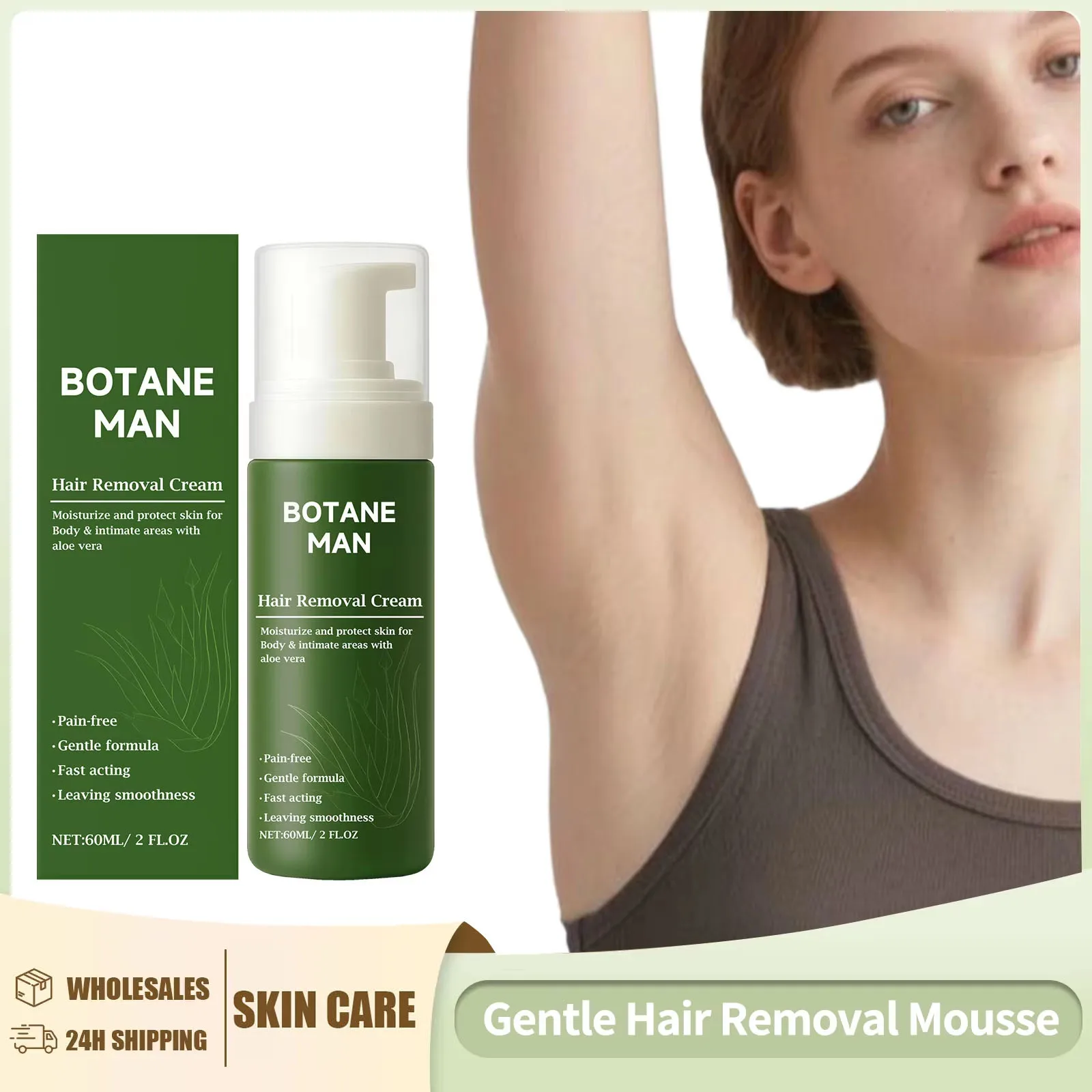 Hair Removal Mousse Gentle Hair Removal Not Irritating Painless Underarm Legs Arms Hair Growth Delayed Body Hair Inhibitor 60ml