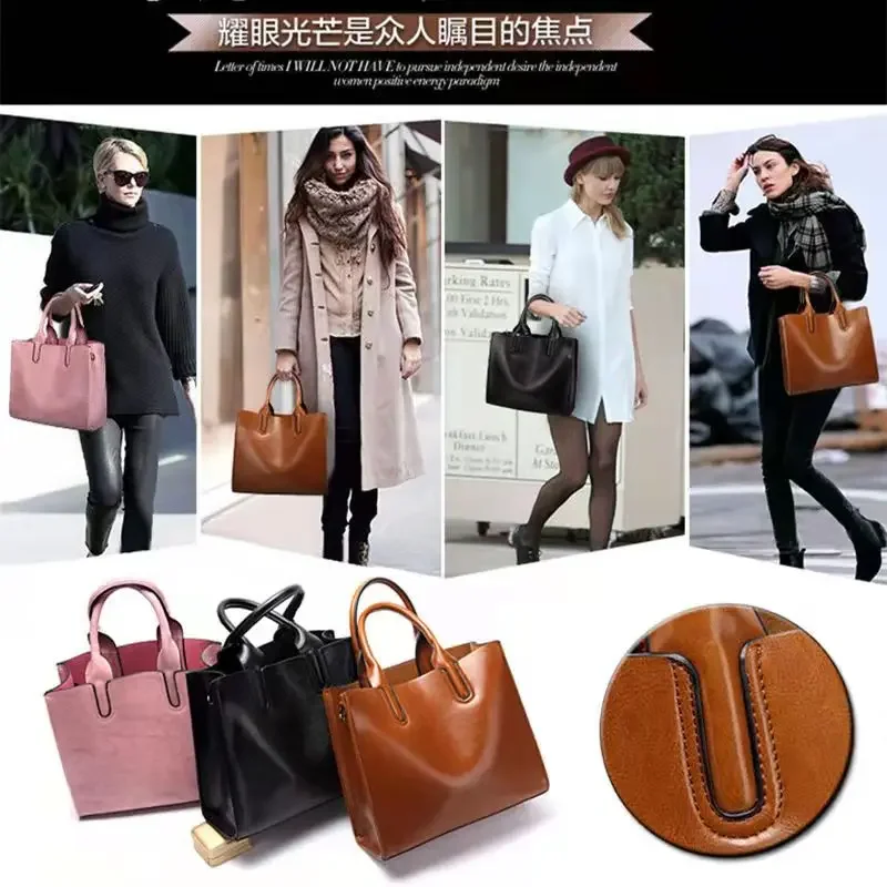 Casual Leather Women\'s 2022 New Large Capacity Tote Shoulder Handbags Office Ladies Party Luxury Bags