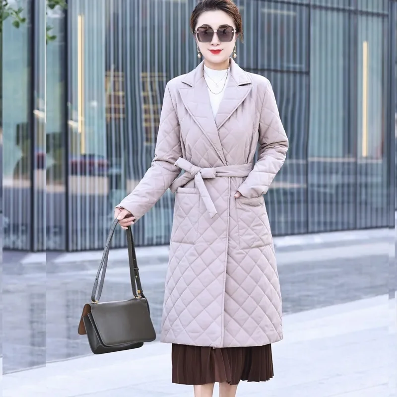 2025 New Winter Parkas Long Down Cotton Jacket Women Korean Female Casual thin Warm Windproof cotton Clothes Loose Overcoat T745