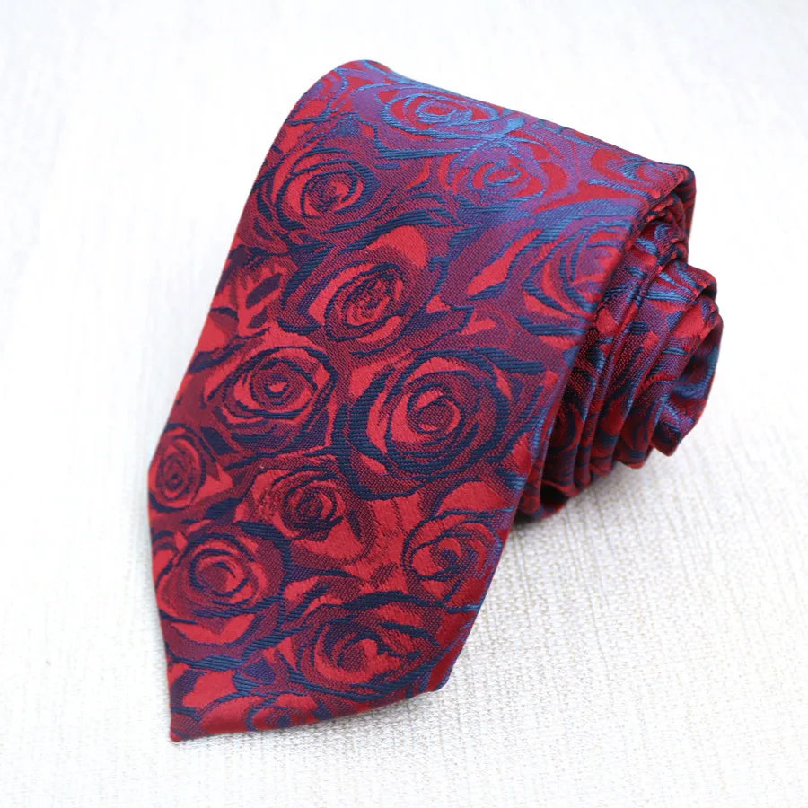 

Personalized Fashion Trend Red Tie with Rose Dark Pattern Casual Daily Tie That Doesn't Need To Be Tied By Hand Business Tie