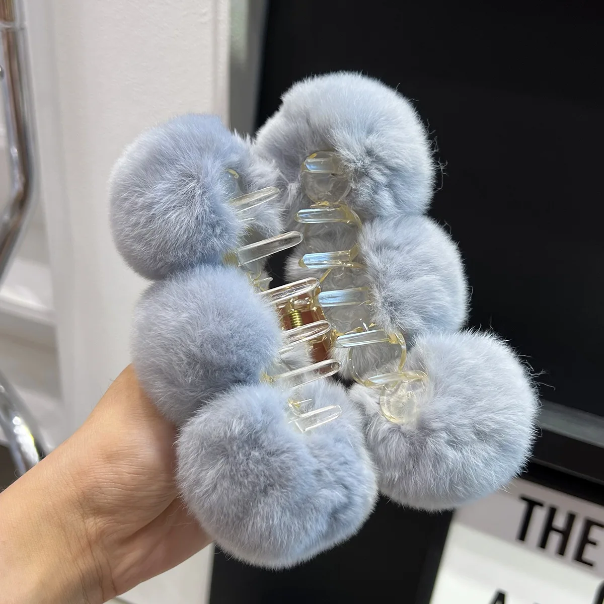 

Плюшевая повязка для волос из меха кролика Рекс, зажим для волос, аксессуар для волос