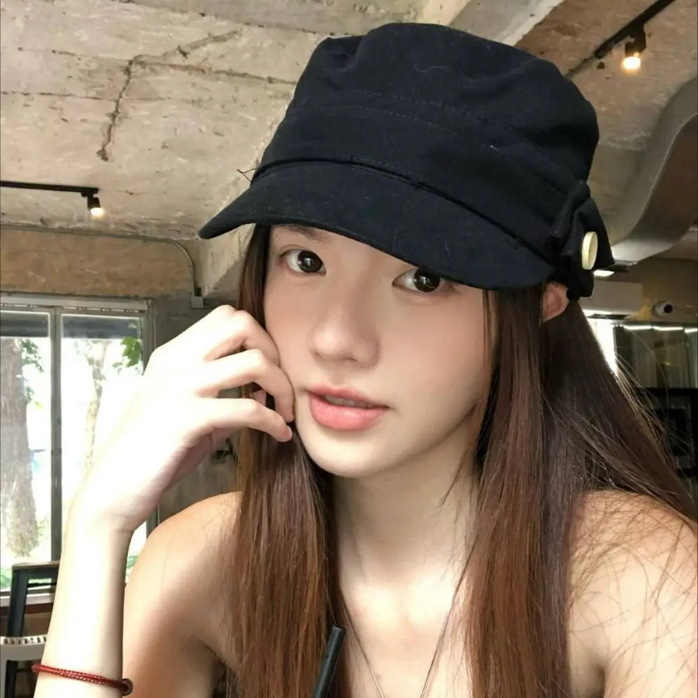 

Casual Cloth Flat Cap Button Cotton Equestrian Hat Korean Style Newsboy Cap Retro Painter Hat Girl