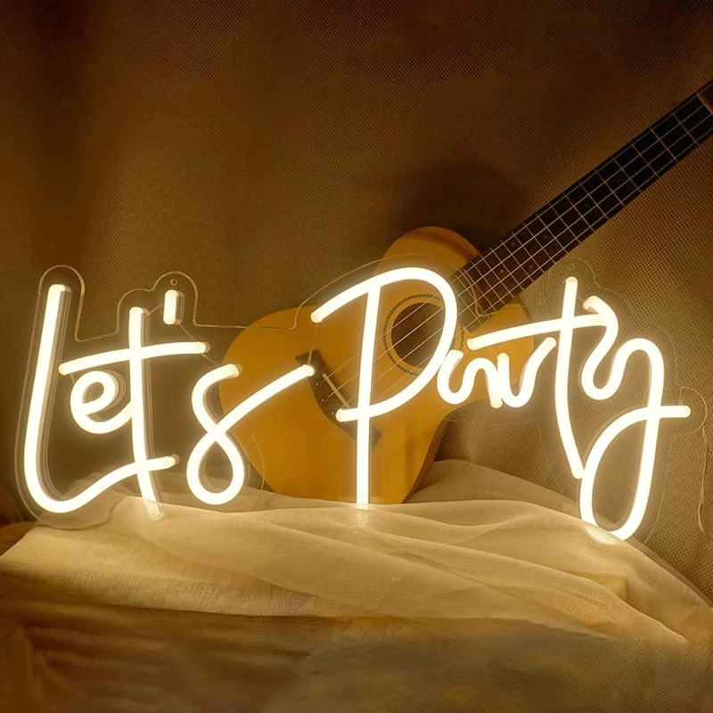 

Let's Party Neon Sign Custom LED Neon Lights for Wedding Party Decoration Engagement Party Birthday Party Home Wall Art Decor