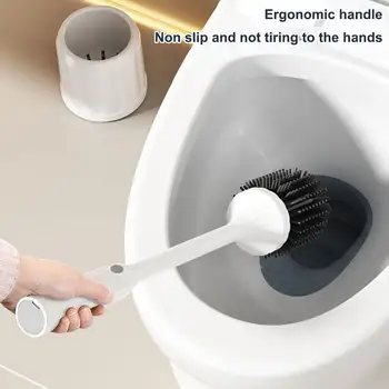 Elektrický WC kartáč a držák sada dobíjecí silikonový čistič WC mísy pro karavany a malé koupelny 8 nejlepší prodej silikonové toaletní kartáče - №6