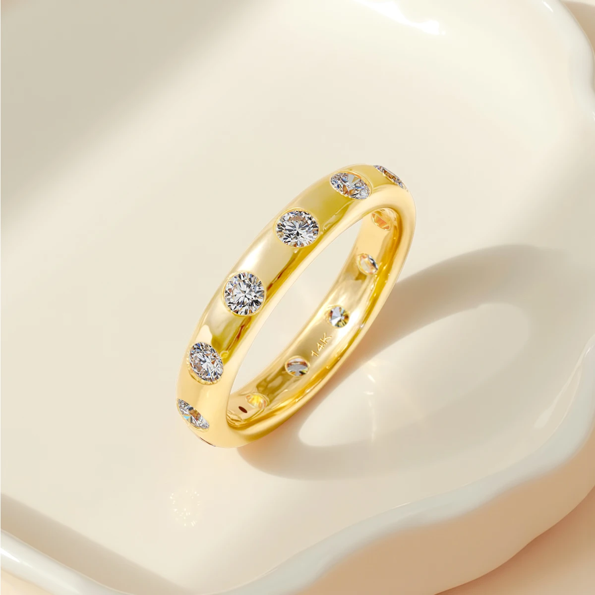 

100% Real 14K Gold Wedding Ring Full Moissanite Diamond Women Jewelry Luxury Brands AU585 K Gold Engagement Gift High Quality