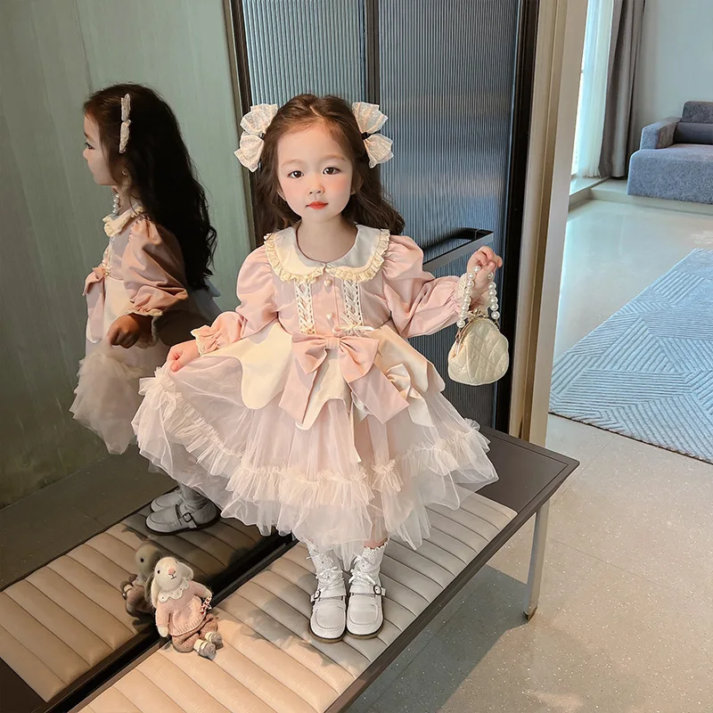 

Autumn Dress for Girls Baby Birthday Princess Party Vestidos Infantil Lolita kawaii Wedding Dress Girl Mesh Children Dresses