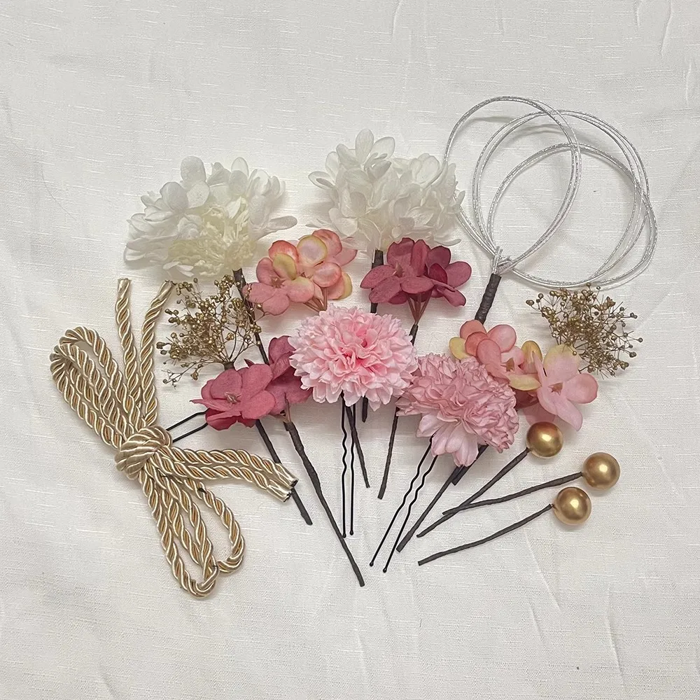 Japanese kimono vibrating sleeve headdress dried flowers aeonium flowers water guide knot accessories hair bands