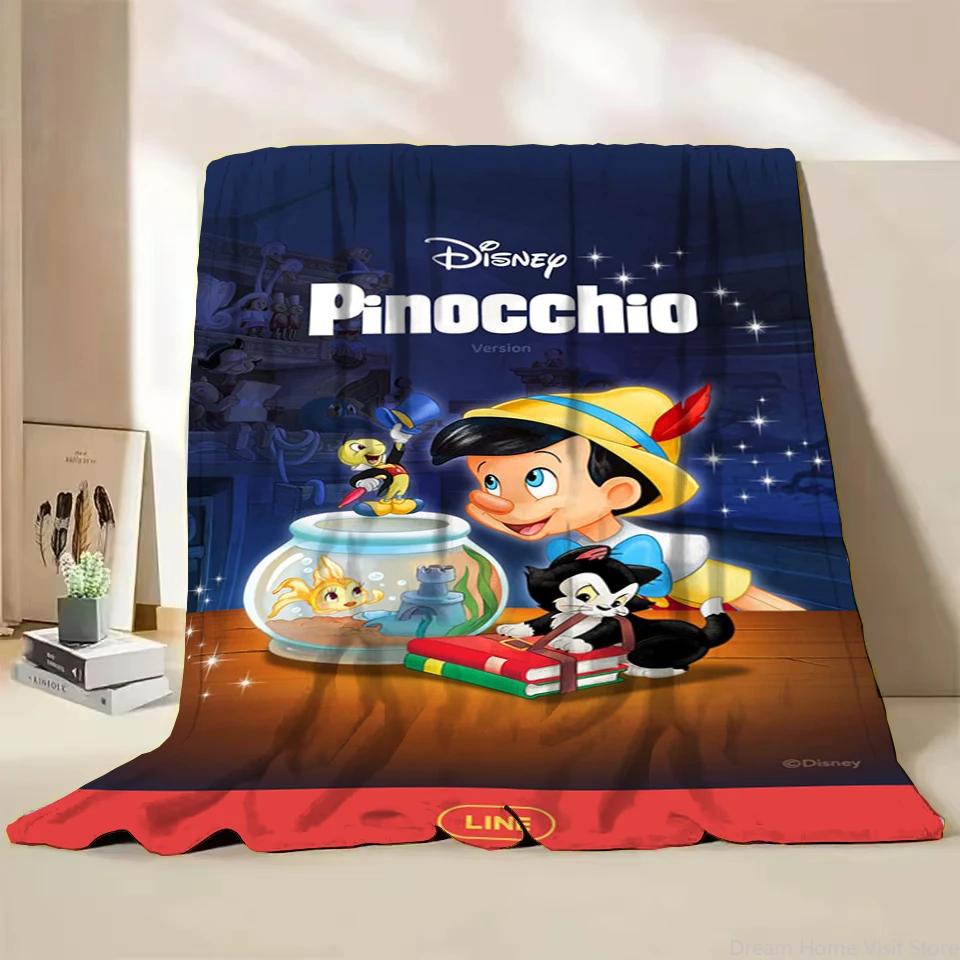 Disney Pinocchio Cartoon Flannel Throw Blankets for Bedroom Bed Sofa Lunch Break Picnic Travel Blanket Children Adult Soft Gifts