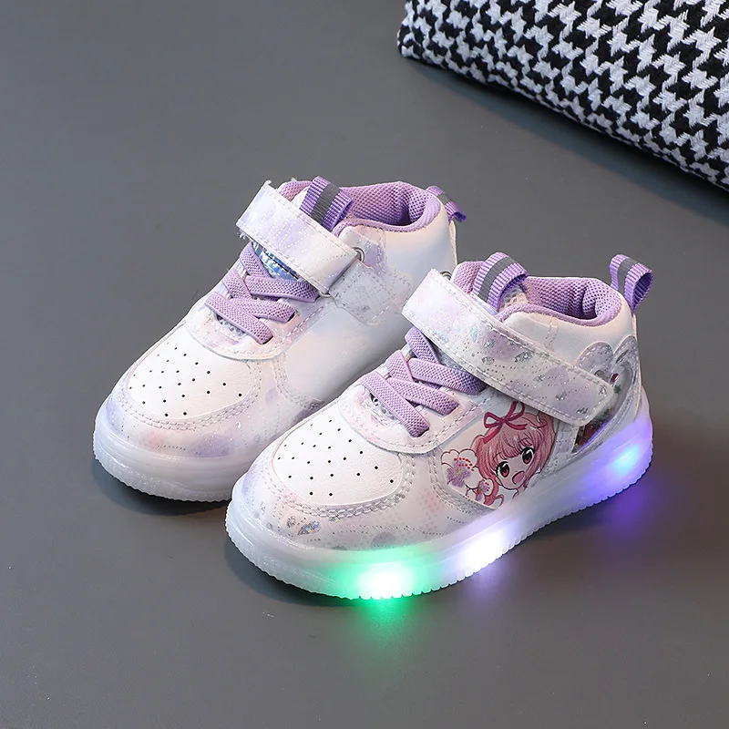 Girls Glowing Casual Shoes Spring Fashion Breathable Kids Luminous Shoes Girls LED Sneakers Children Light Running Shoes