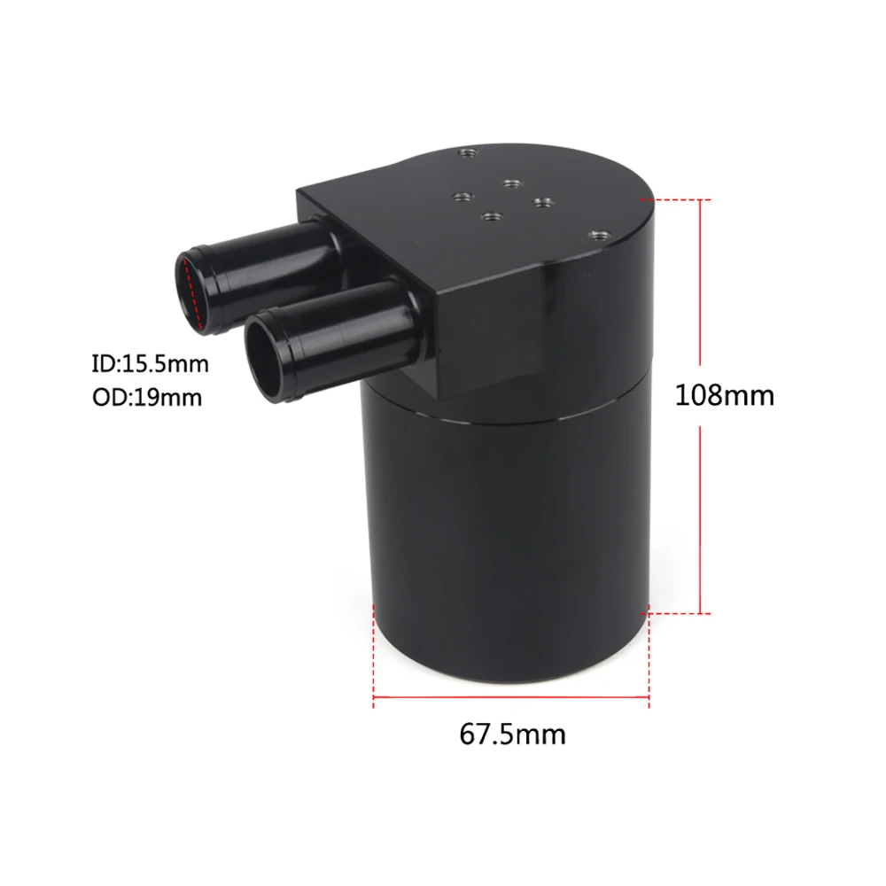 Baffled Billet Aluminum Oil Catch Tank/Can Round Can Reservoir Turbo Oil Catch can/ Can Catch for BMW/VW/AUDI 19MM Barb