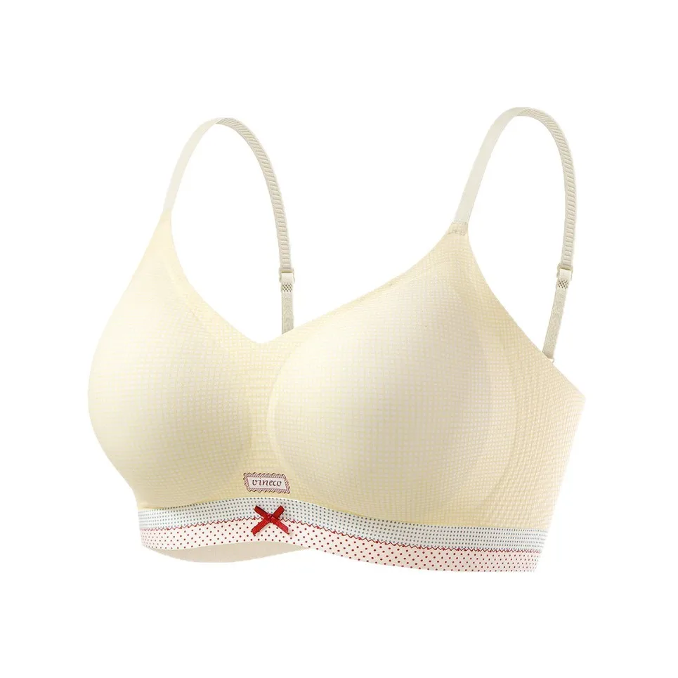 Süßer, niedlicher Polka-Dot-Schleifen-BH für Mädchen, atmungsaktiver Damen-BH, drahtlos, leicht, mit festen Cups, Racerback, Alltags-BH für Frauen