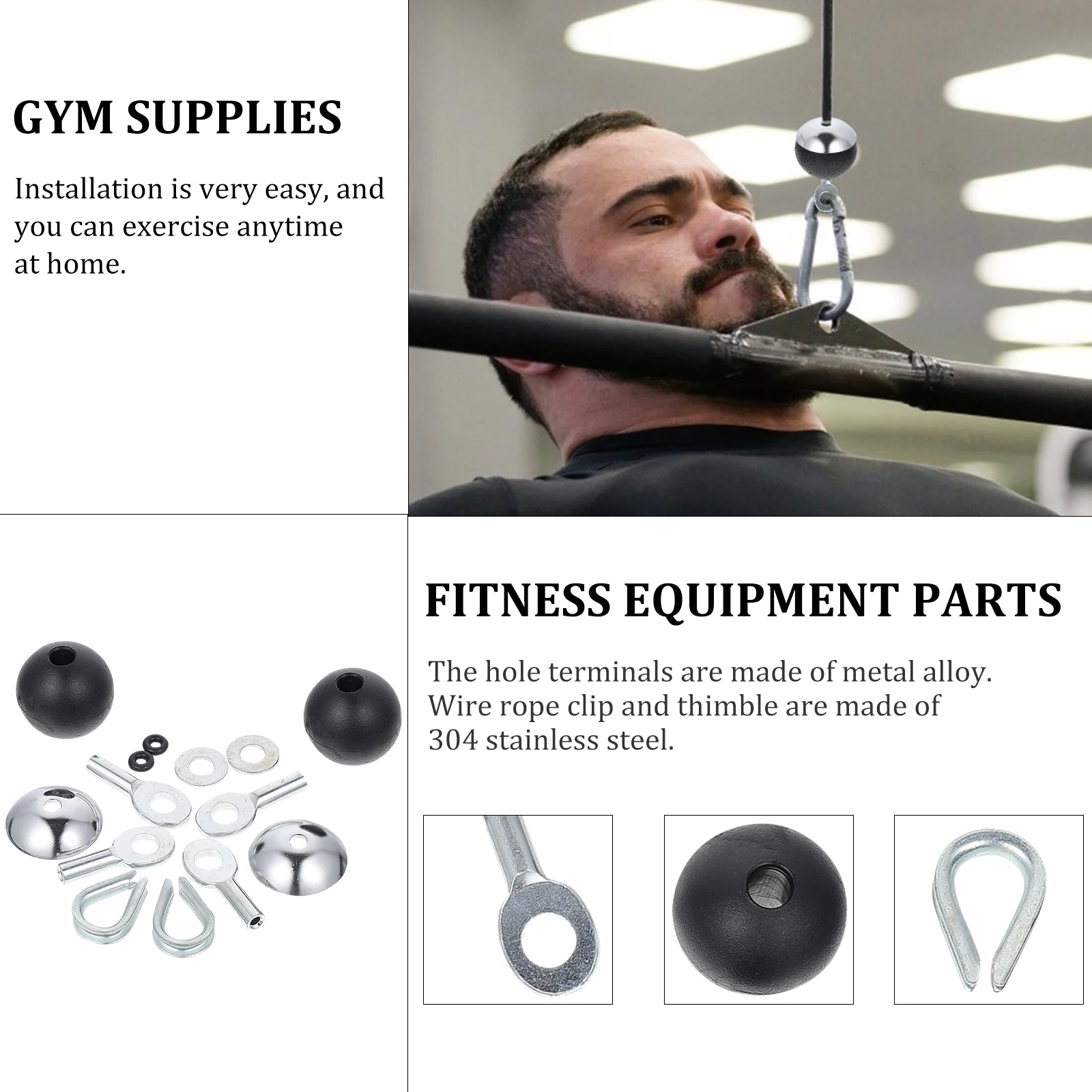 

Steel Wire Connectors High Quality Plastic Sphere Metal Alloy Bowl Gym Supplies Cable Extension Tools Fitness Equipment