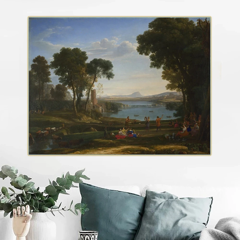 Claude Lorrain《Landscape with Narcissus and Echo》Canvas Oil Painting Reproductions Poster Wall Art Picture Home Living Room Deco