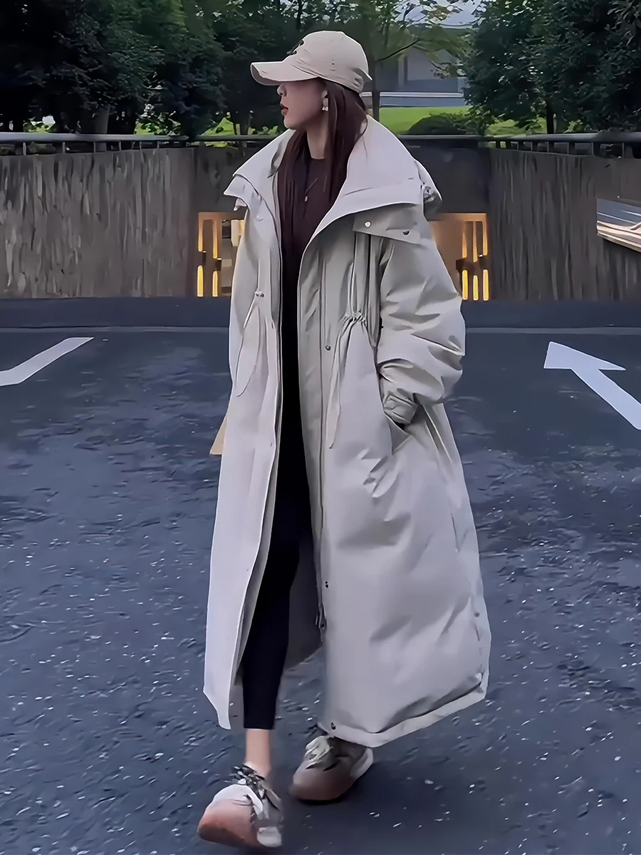 Donna Thiened White Du down Puffer Jaet Inverno Nuovo arrivo Cappotto lungo Con cappuccio Pendolarismo Sle Lungo Lunghezza Capispalla alla moda