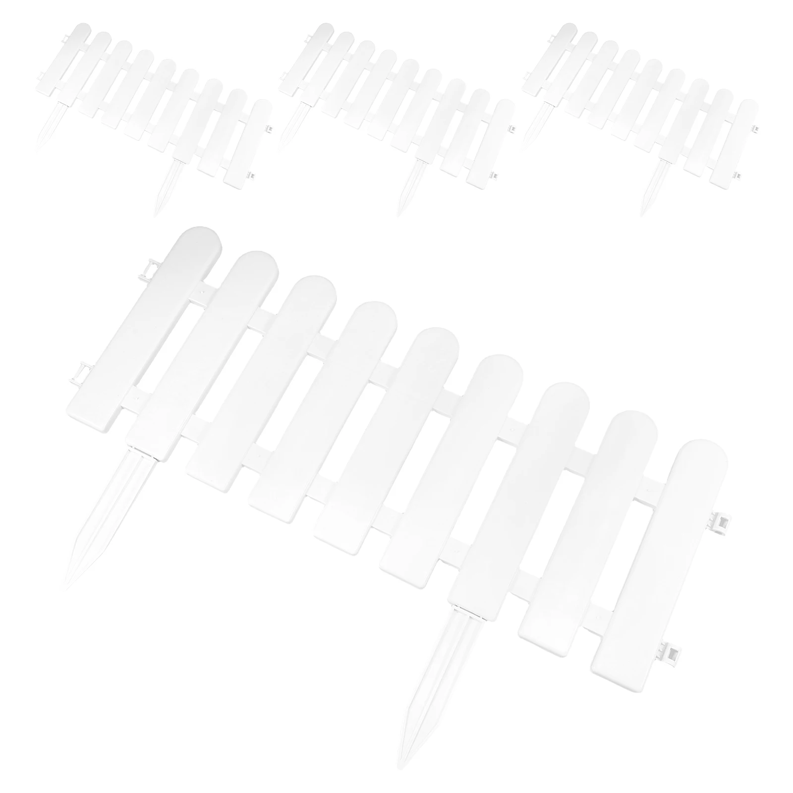 

4 set 4 Sets Garden Fence Mini Plastic Edging Border White Picket 50x20 Durable Reusable Cost Saving Decorative Fencing Yard