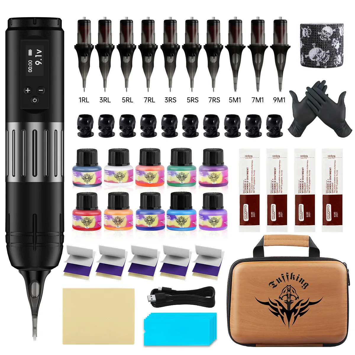 

Tattoo Set Wireless Battery Pen Tattoo Machine Piercing Tattoo Tools Needle Pigment Ink Puncture Complete Sets of Equipment