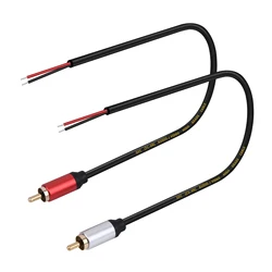 Speaker Wire RCA Male Plug Jack Connector to Bare Wire Open End Pigtail RCA Cable for CD DVD player, amplifier, Receivers Repair