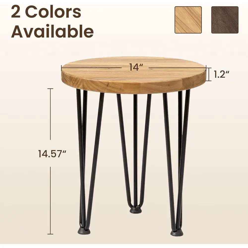 Elm Nesting Coffee Table with Metal Legs, Non-Slip Feet, 14x14x16, Natural Finish