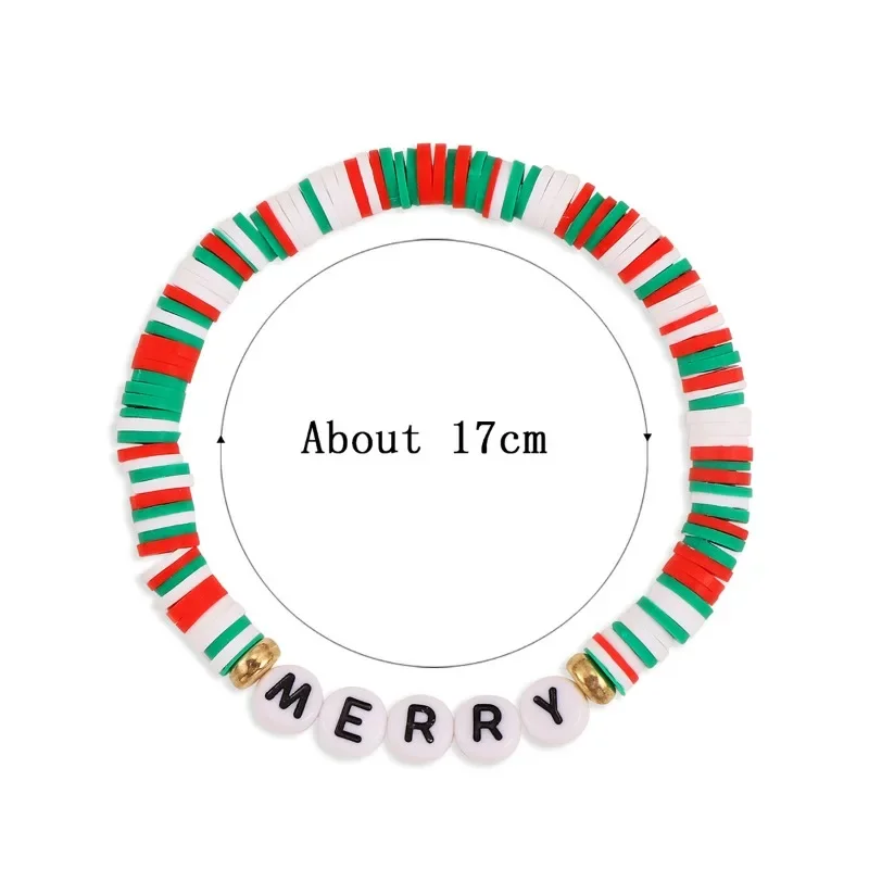 Accessories New Multi-colored Soft Pottery Pieces Acrylic Letter Beads Christmas Alloy Bracelet Cross-border