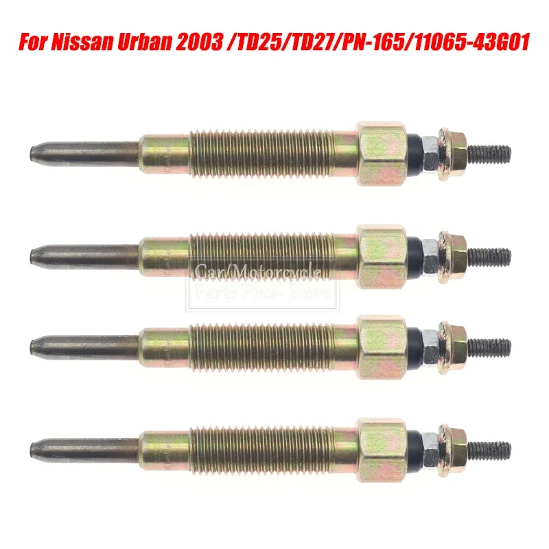 4Pcs/Set Car Heater Glow Plugs For Nissan Urban 2003 /TD25/TD27/PN-165/11065-43G01 Modification Accessories