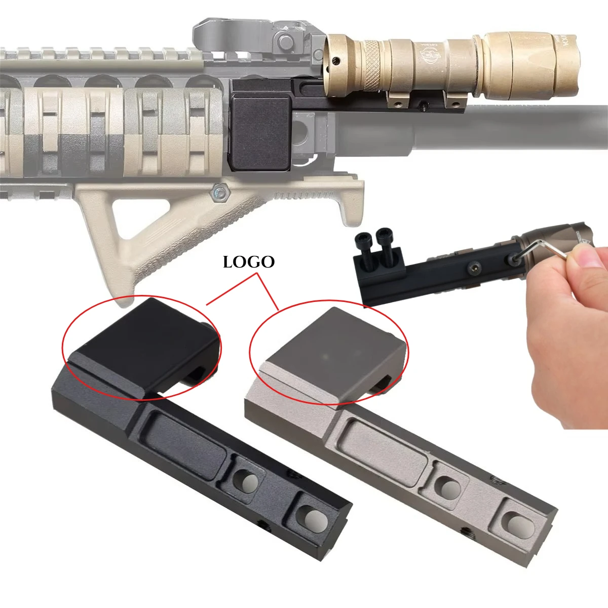 Tactical Offset Mount Fit Surefire M300 M600 M300V Tactical Scout Weap*n Flashlight 20mm Picatinny Rail Hunting Accessory