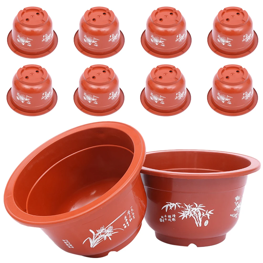 

10pcs Thickened Plastic chid Pot Planting Pot Red 210 Type 18cm Tray Indoor Plants Plastic Planters Home Gifts