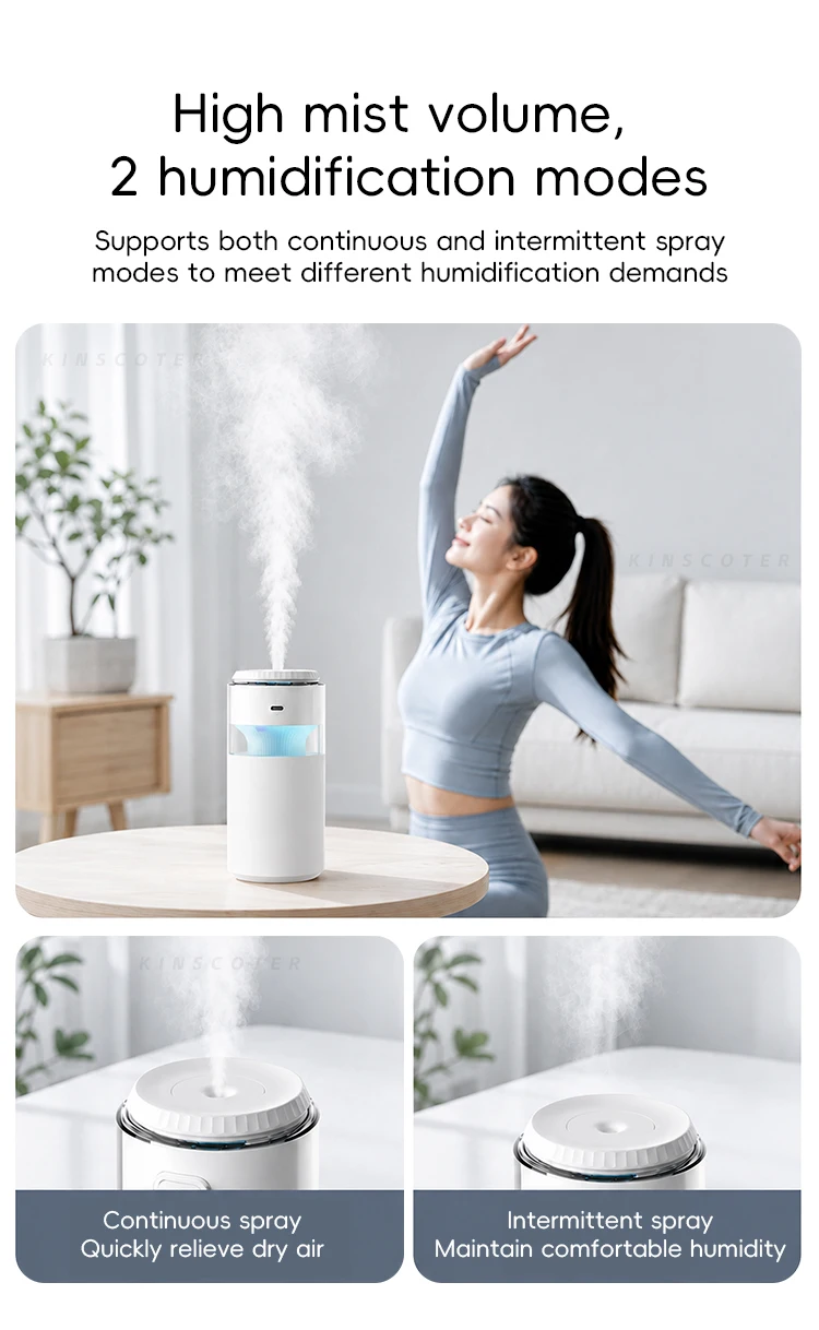 Tragbarer kabelloser Ultraschall-Luftbefeuchter mit farbigem Nachtlicht, 2 Nebelmodi, USB-aufladbarer Mini-Luftbefeuchter für Auto und Zimmer – Detail 6