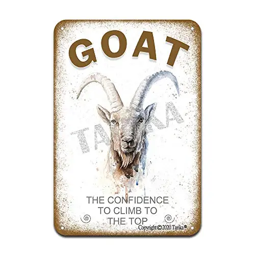 Goat The Confidence to Climb to The Top Iron Poster Painting Tin Sign Vintage Wall Decor for Cafe Bar Pub Home Beer Decoration C