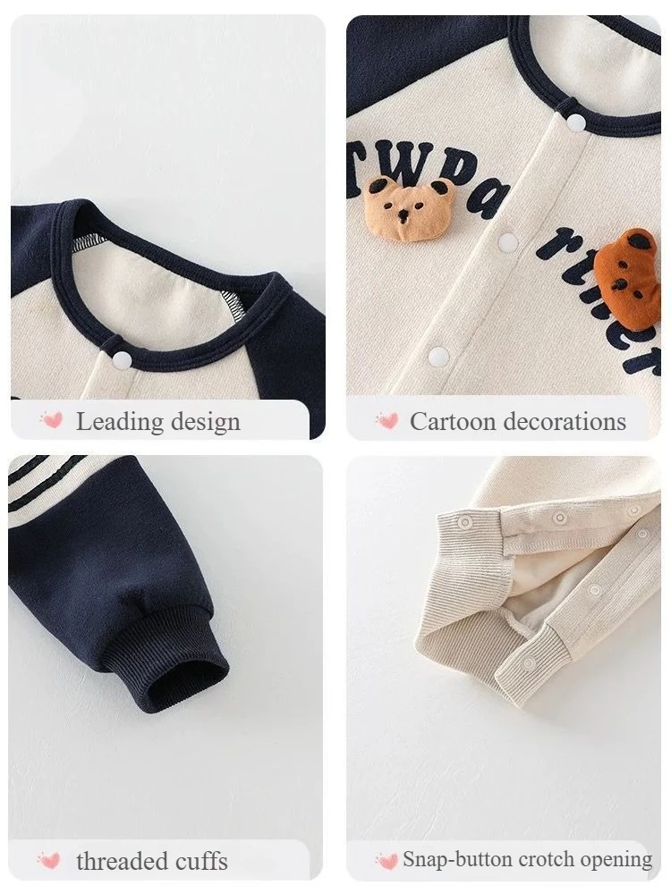 2025 طقم قطعة واحدة للأطفال حديثي الولادة - رومبير بأكمام طويلة للربيع/الخريف، ملابس قطنية لطيفة 0-24 شهرًا (للجنسين)