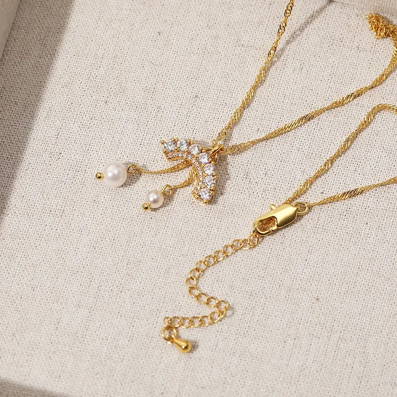 Fashion fringed pearl pendant necklace long sweater chain women's high sense niche light luxury micro zircon necklace women