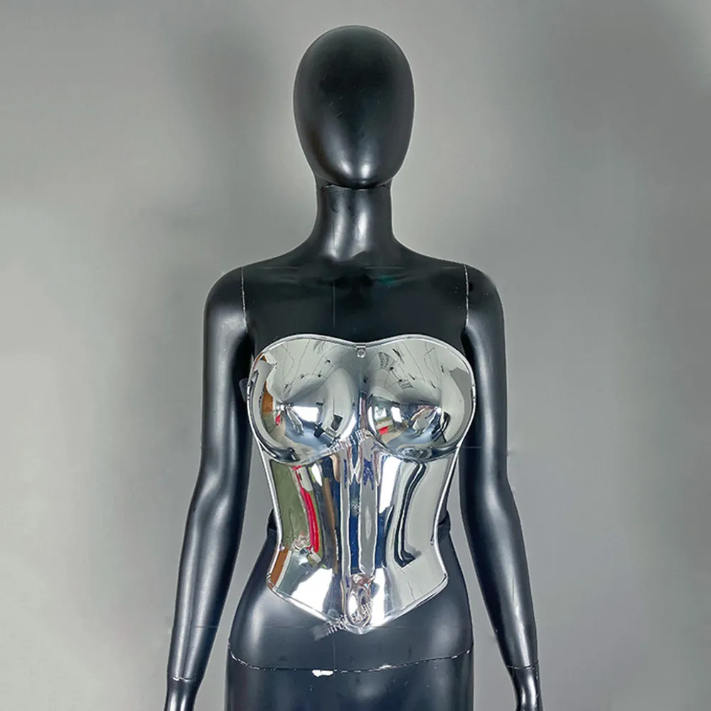 Costumes de scène pour femmes, body argenté, armure, tenue de Performance Sexy, Drag Queen, Gogo Party Show, vêtements Rave yj168