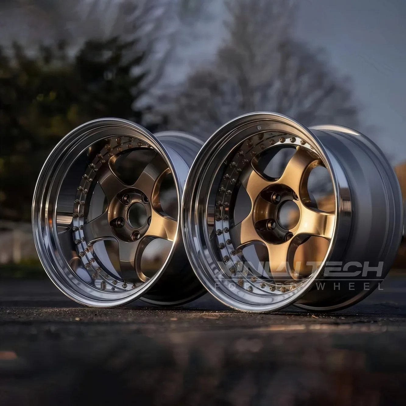 XINLAI Hot Sale 3 Piece Forged Brushed Polished 5x120 5x112 5x114.3 18 19 20 21 22 Inch Wheel for Racing Car Wheel - Detail 1
