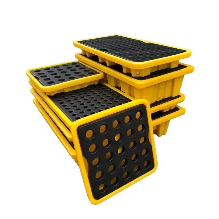 Best Sale Plastic Security & Protection Product 4 Drum Oil Spill Pallet 1300x1300x150mm For Containing Spills