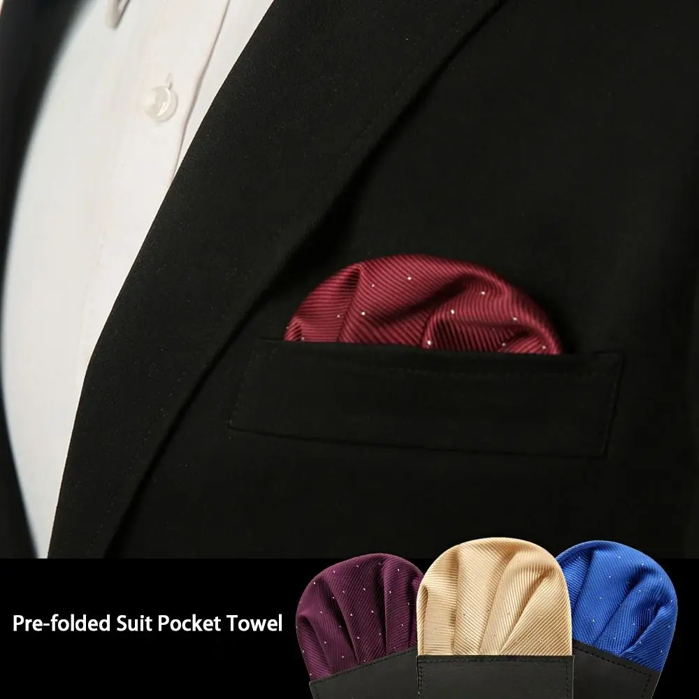 

For Male Solid Color Pre-folded Hand Towel Gentleman Men Handkerchief Suit Pocket Towels Suit Accessories Korean Pocket Hanky