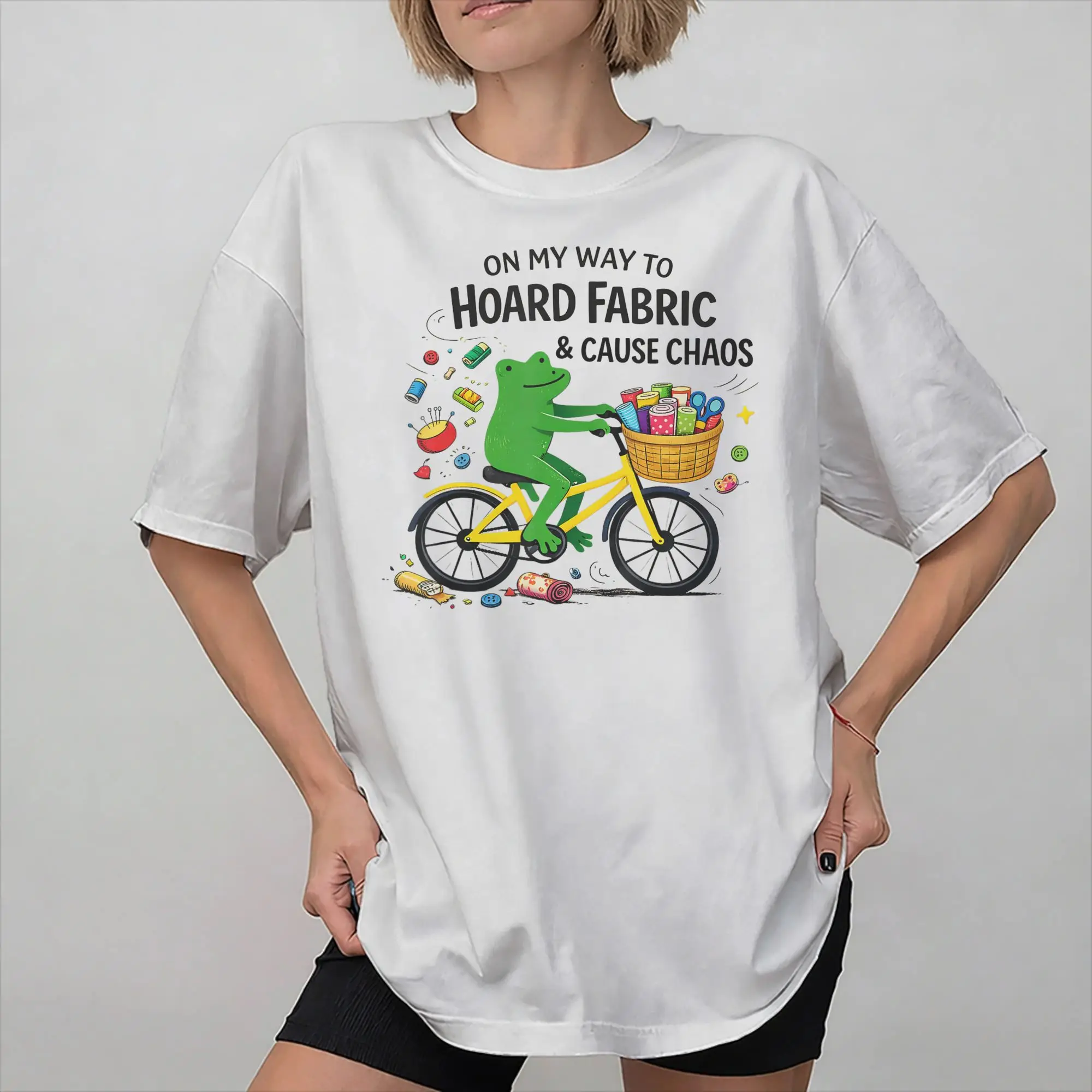 Men Women Graphic On My Way to Hoard Fabrics and Cause Chaos T Shirt Tee Pure Cotton  T-shirts Clothes