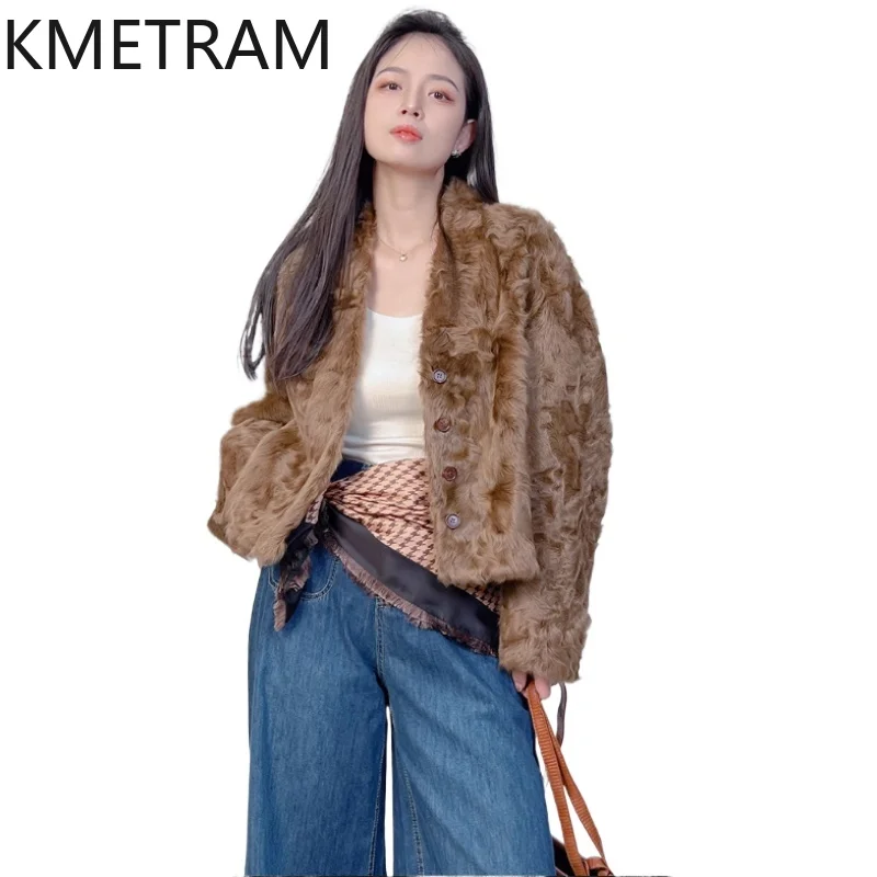 

Натуральная шерстяная дубленка Xiaohu, двусторонняя меховая куртка, женская роскошная короткая шуба из натурального меха, зимняя женская одежда 2025 шуба женская