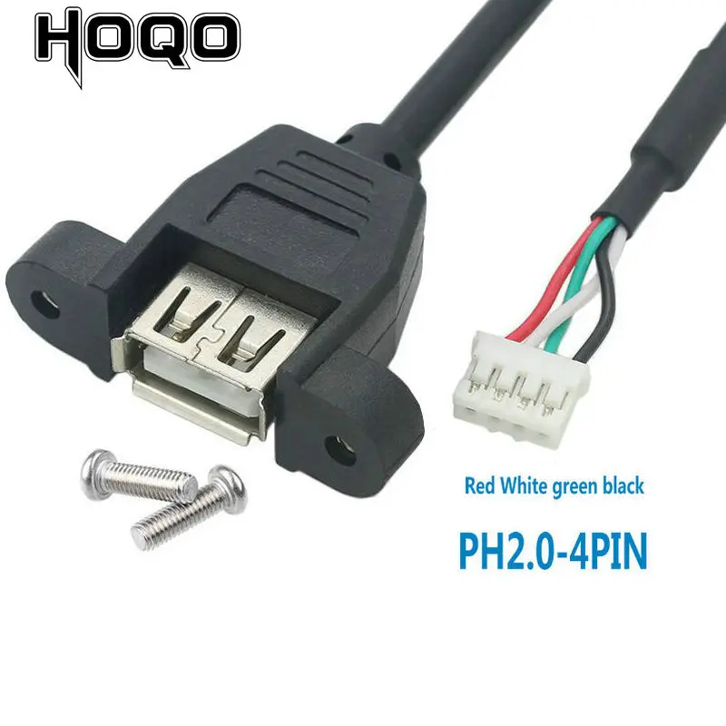 10PCS High Quality Screw hole fixed USB2.0 Female to PH2.0 4-Pin Cable ,PH 2.0 4Pin Plug to usb Female data charge cord