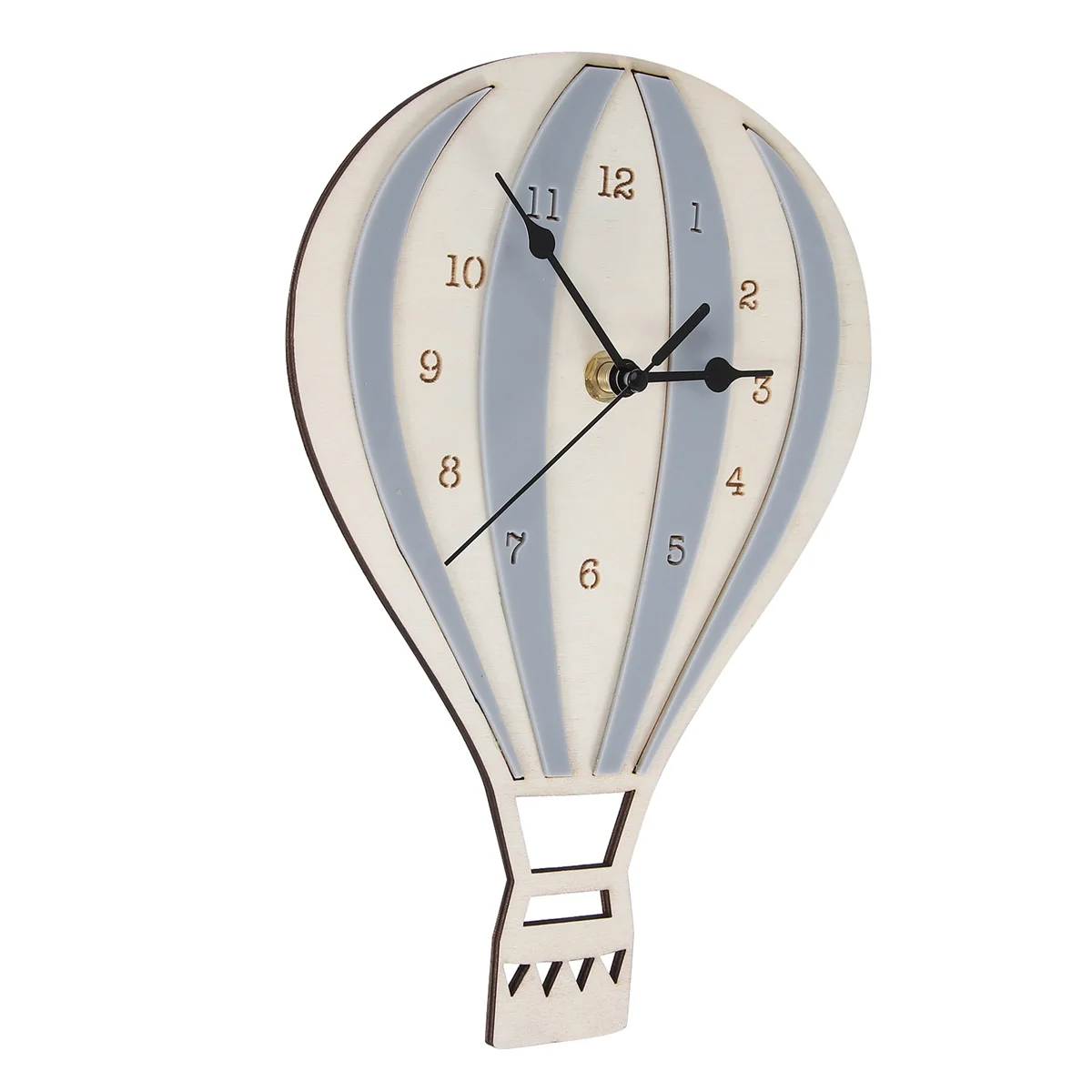 Nordic Style Children Cartoon Hot Air Balloon Clock Mute Clock Room Wall Clock Unique Gifts Home Decorations Gray