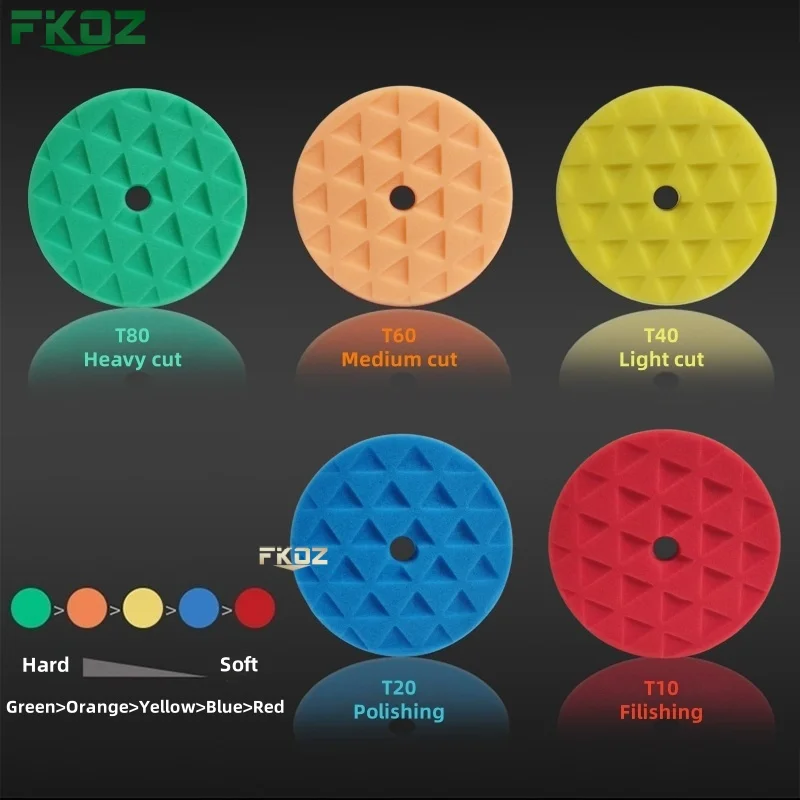 1 Uds. Kit de almohadilla de esponja para pulir autos, triángulo cóncavo de 6/7 pulgadas, para barco, coche, pulidor de ruedas, elimina arañazos