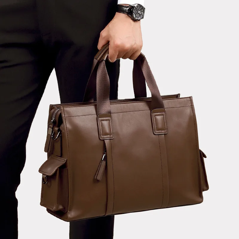 Leather men's bag simple casual men's briefcase first layer cowhide computer bag large capacity messenger men's handbag