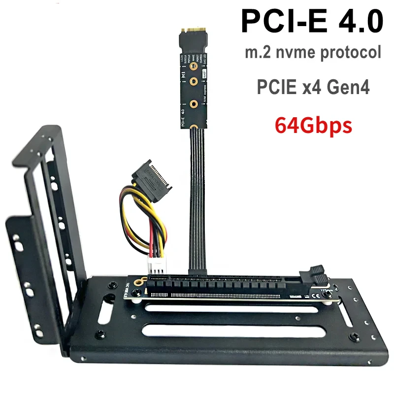 

64Gbs PCIE 4.0 16x Riser Card M2 M.2 NVMe M Key to PCI-E x16 Extension Cable Gen4 X4 Riser SATA Power GPU Extender Jumper es CPU