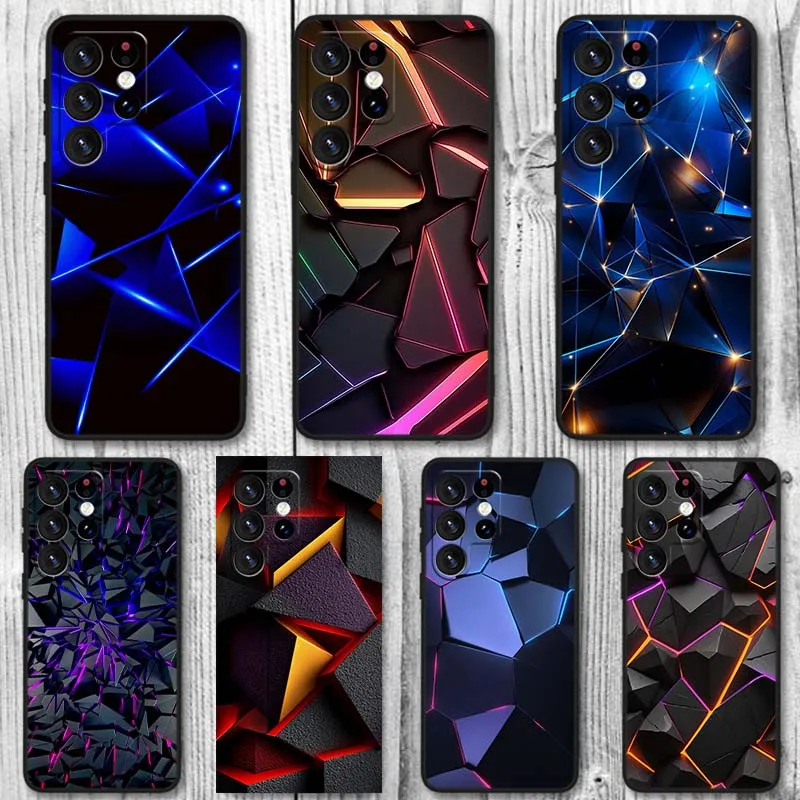 Neon Rock Pattern For Samsung Galaxy S26 S25 S24 Plus Ultra Lite Soft Black Straight Edge Phone Case Cover