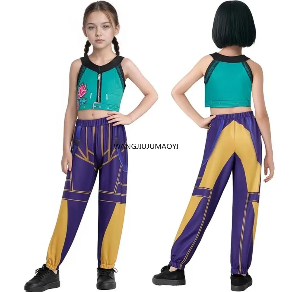 مجموعة أزياء K-pop Hunter Witch تحت عنوان أداء المسرح تتضمن سترة وربطة عنق وتنورة وشعر مستعار مطابق لحفلات الهالوين